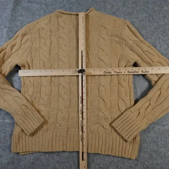 Ralph Lauren Sweater Womens Medium Cable Knit Fisherman Crew Neck Cashmere Wool - Picture 6 of 9